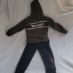 Timberland Olive Hoodie and Black Joggers Set